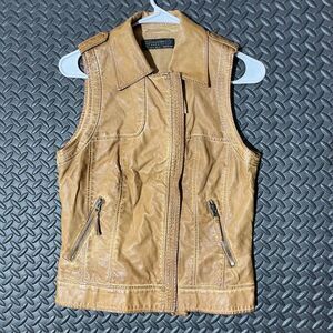 Vintage Zara TRF Collection Faux Leather Brown Zip Up Vest Women's Size‎ Small